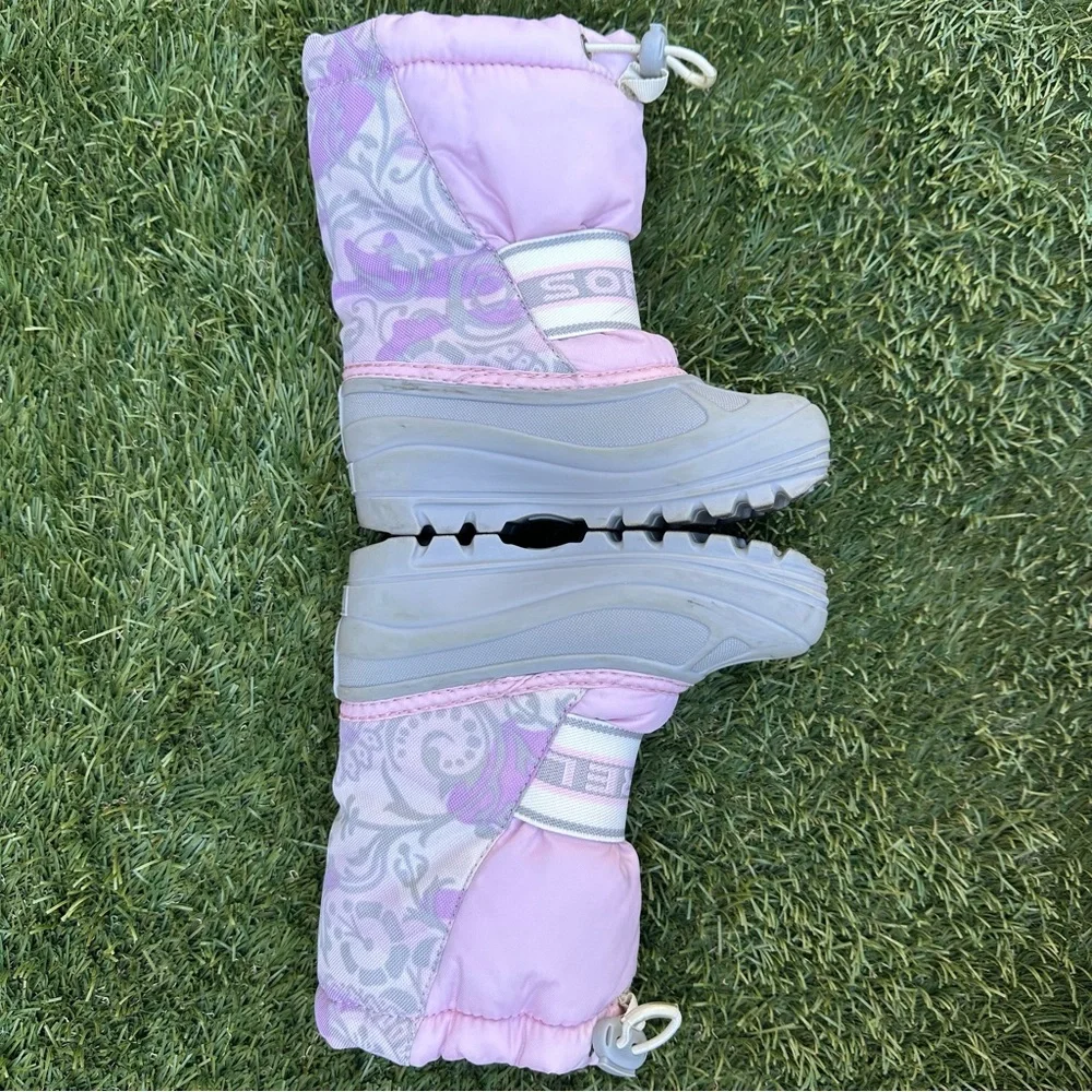 Sorel Kids Pink and Light Gray Snow Boots